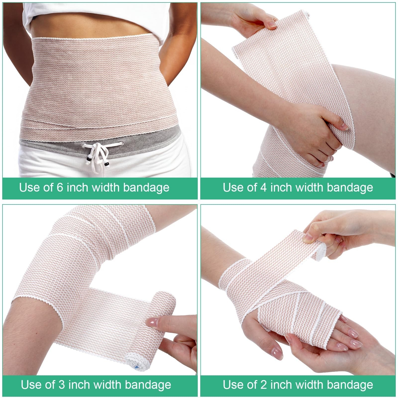 20 Pack Elastic Bandage Wraps 2″-6″ Stretchable Compression for Legs, Knees, Wri
