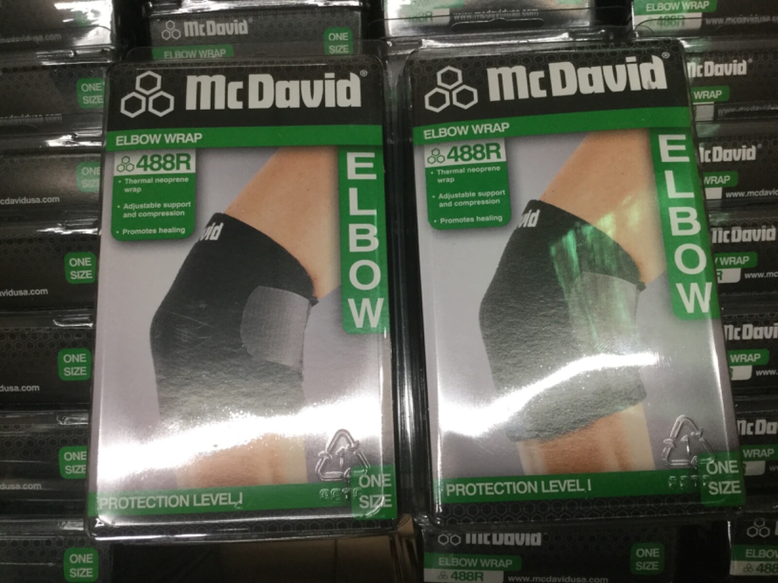 (2) McDavid Neopene Elbow Wrap Protection Level 1, One Size Fits Most 488R