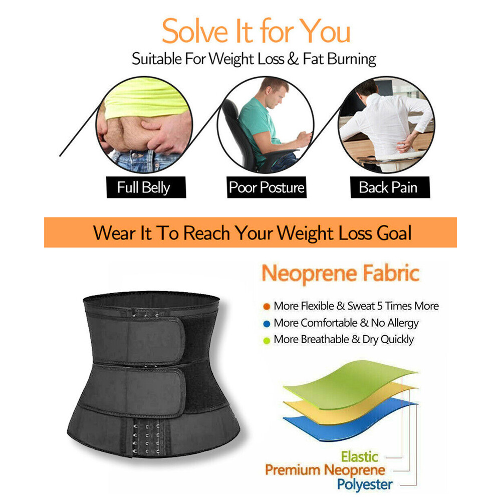 Men Women Neoprene Waist Cinchers Weight Loss Trimmer Belt Anti-Humpback Wrap