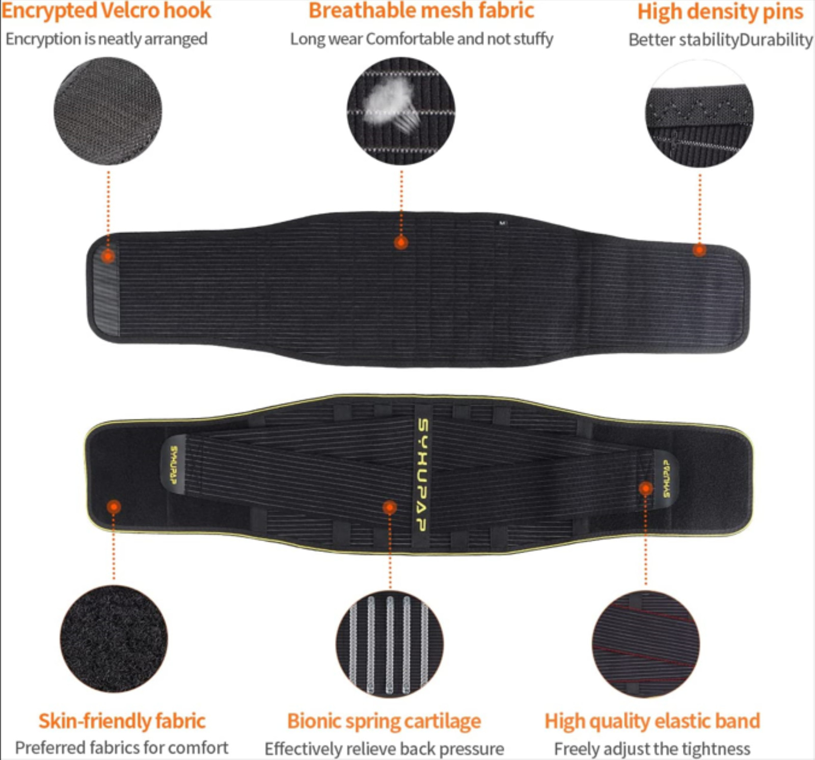 Fitness Back Brace for Men Lower Back Support Belts 5/6 pcs Metal Spring Strip