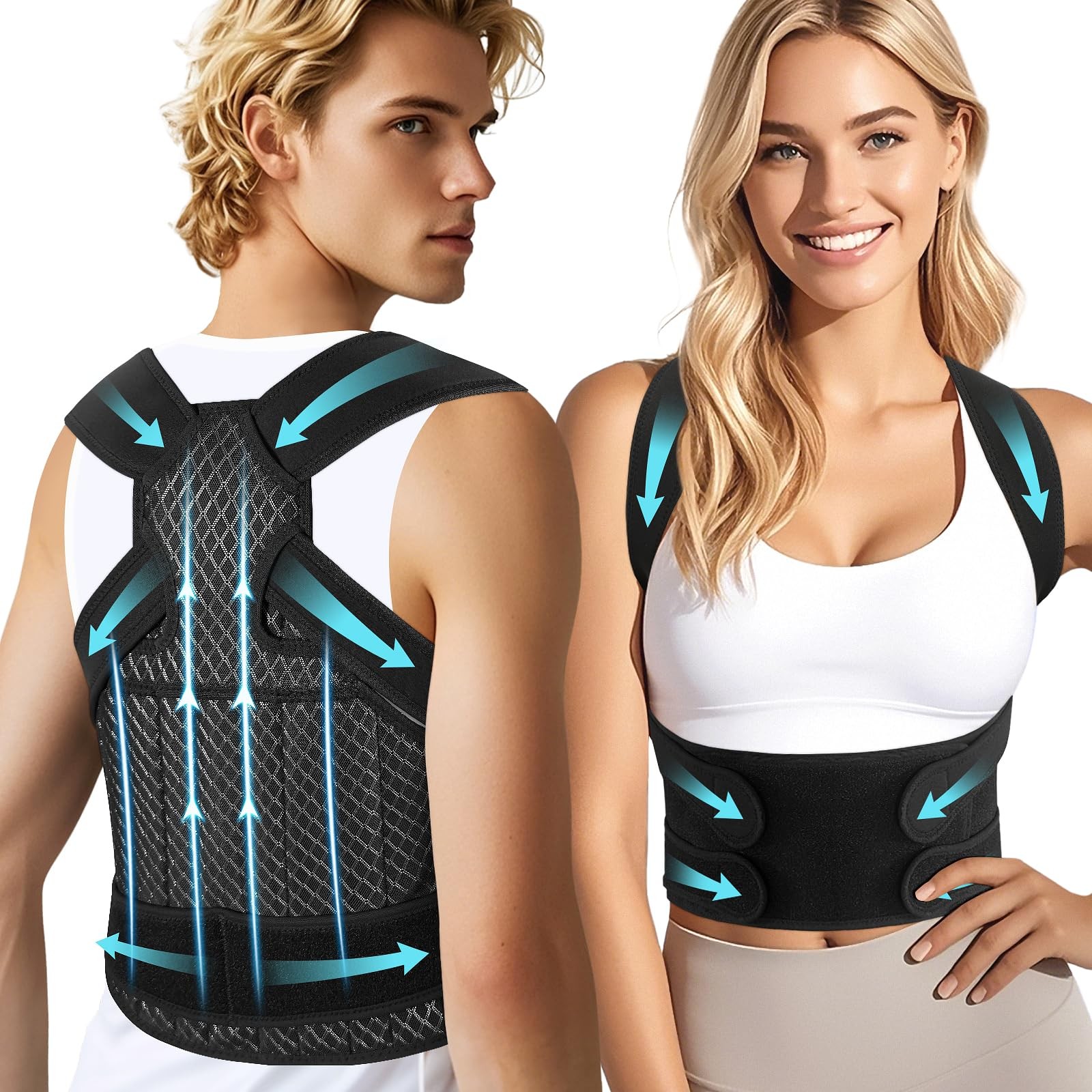 Full Back Brace Breathable Posture Corrector for and Men,Adjustable Back Stra…