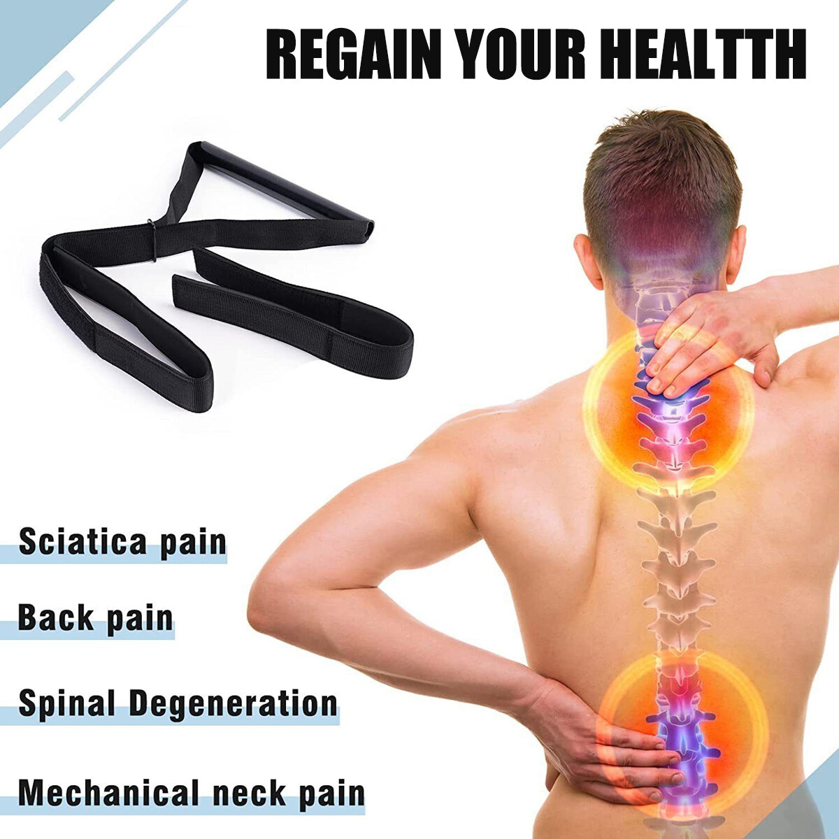 Cervical Neck Traction Device Spine Chiropractic Decompression Strap & Chin Belt