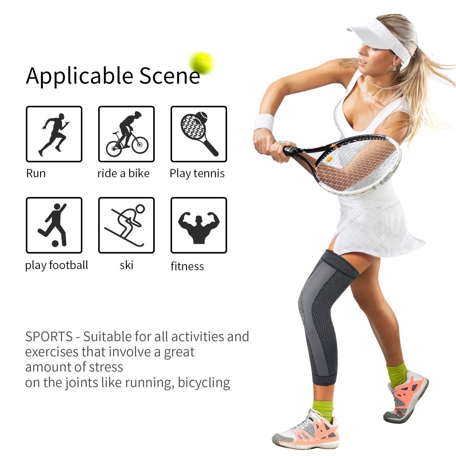 Full Leg Compression Sleeves – Long Knee 2X-Large (1 Pair), 01_Black
