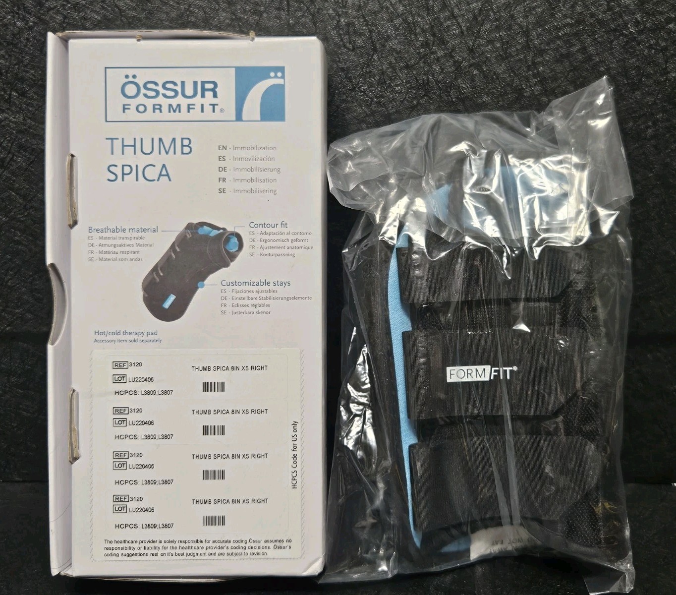 Ossur Form Fit Thumb Spica 8 Inch XS Right