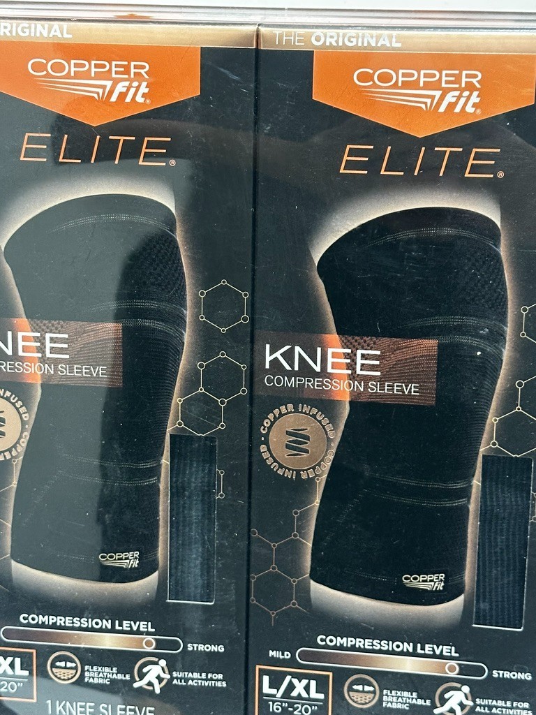 Copper Fit Elite Compression Knee Sleeve 2 Pack L/XL Airflow Technology B2
