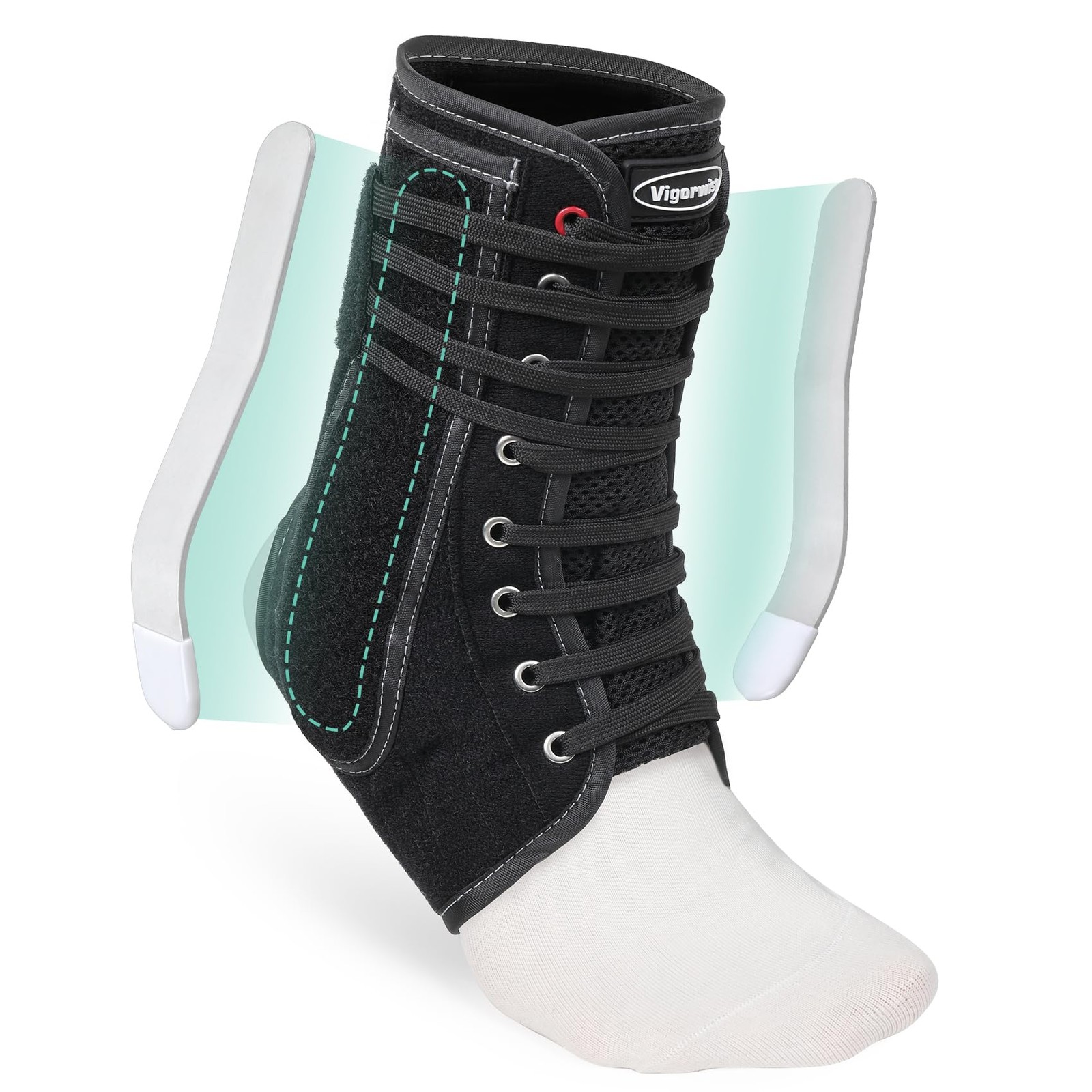 Vigorwise Lace up Ankle Brace for Women Men, Quick Adjustment Large, Black