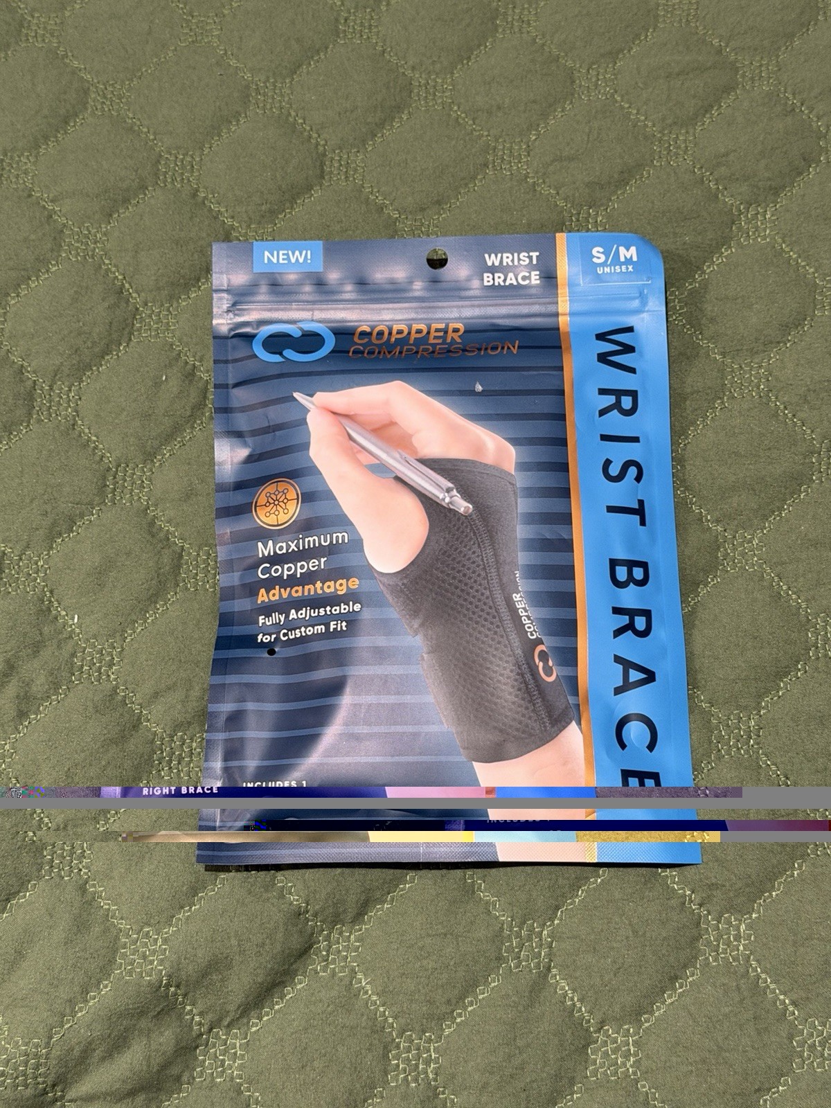 New Copper Compression Wrist Brace Right Hand S/M Unisex Carpal Tunnel Support