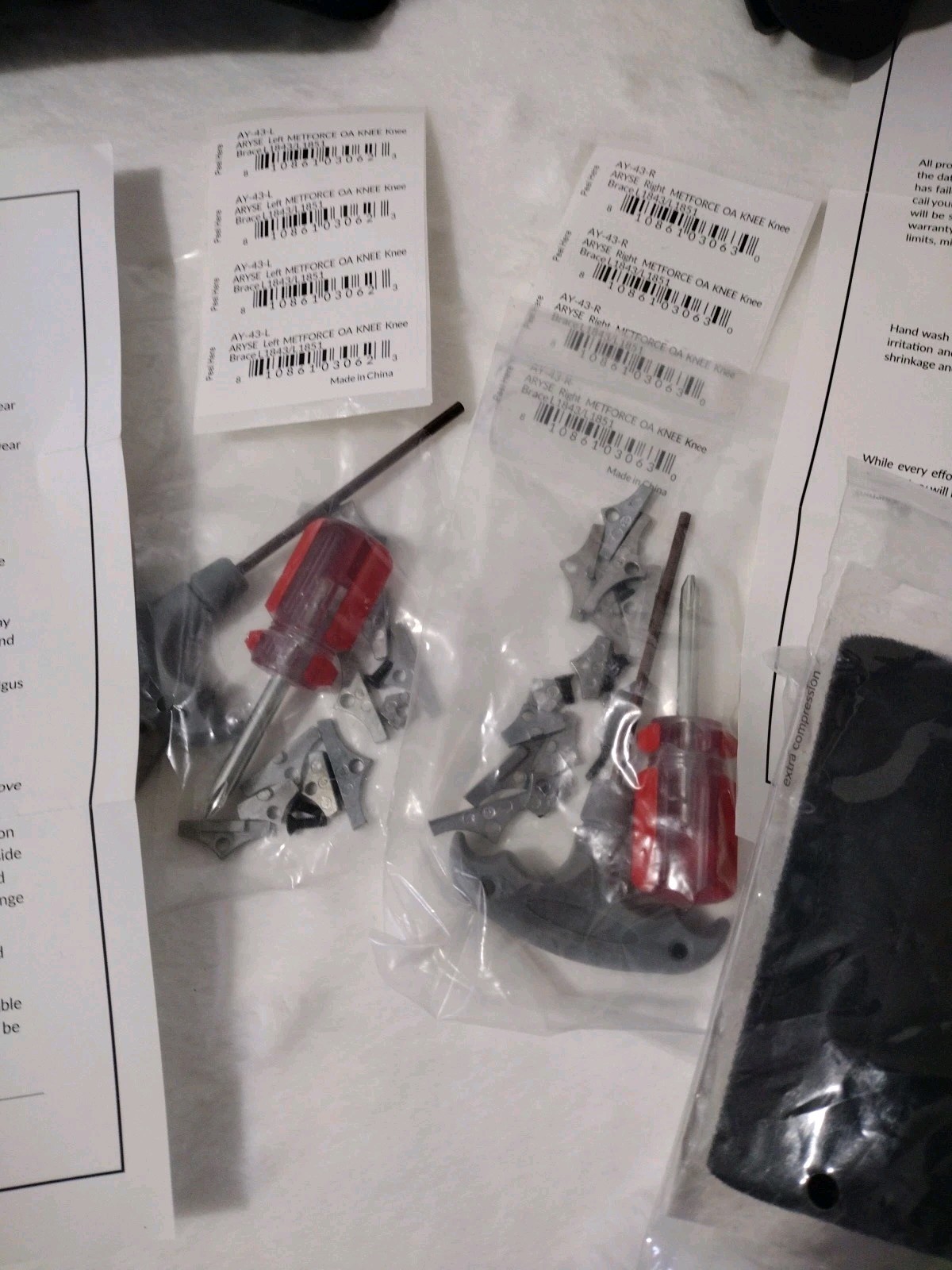 Complete Set 2 Aryse Metforce OA Knee Braces Right & Left and 2 Aryse Alphawraps
