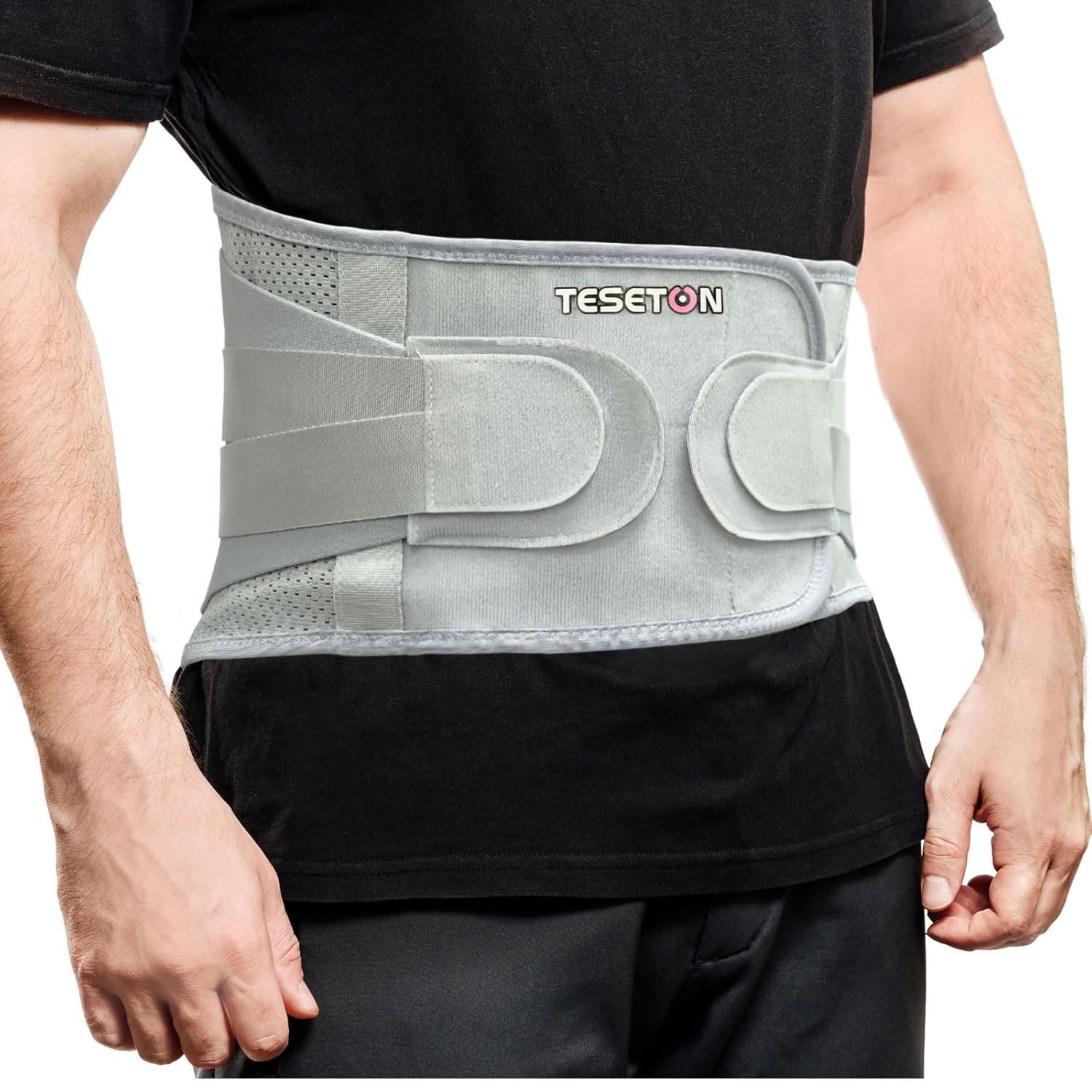TESETON Back Brace for Lower Back Pain Men Women,Lumbar Support Belt with 3-Laye