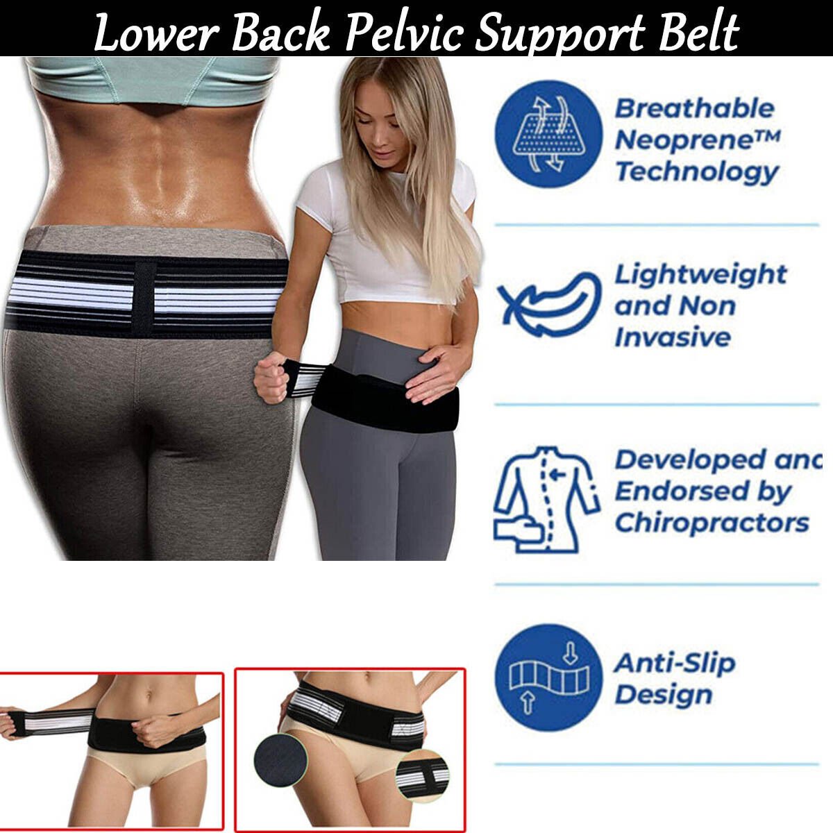 Sacroiliac Hip Belt for Women and Men That Alleviates Sciatic Pelvic Lower Back