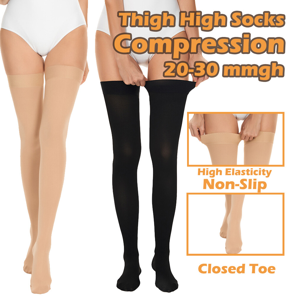 Unisex Compression Socks, Thigh High 10-15 mmhg Hosiery Support Stockings S-XL