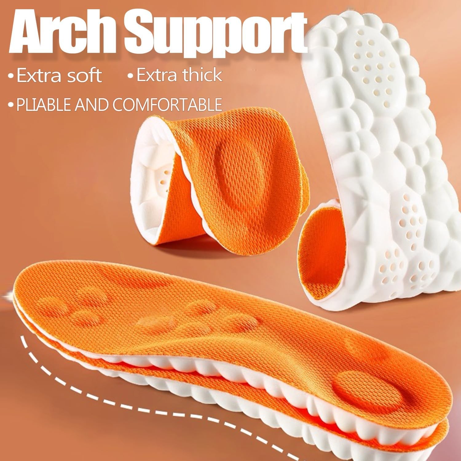 2026 New Steppers Insoles for Men & Women,4D Cloud Massage Memory Foam Insoles