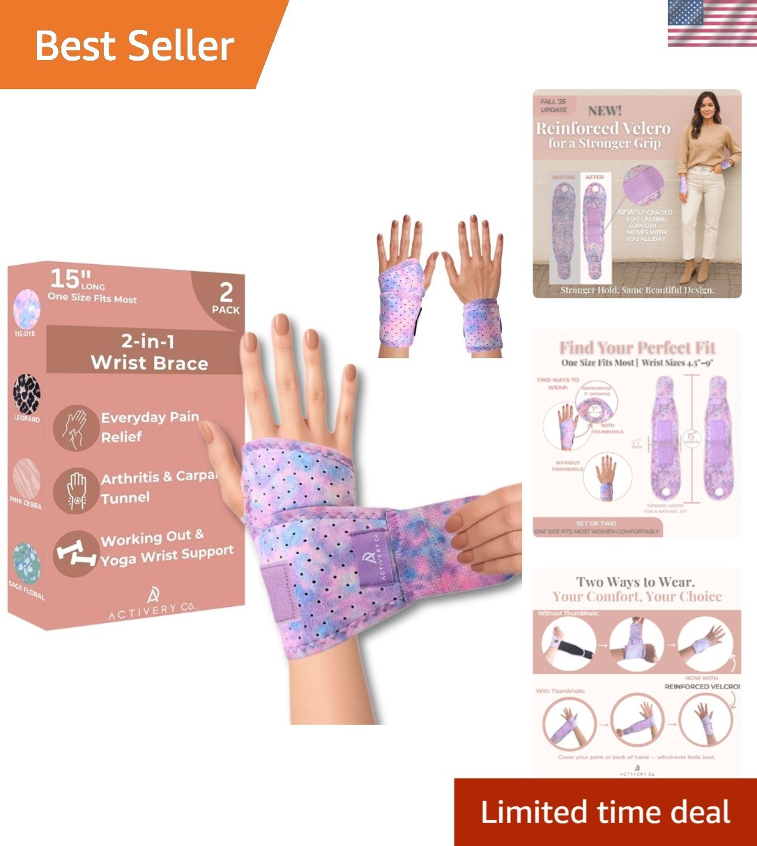 Carpal Tunnel Wrist Brace Left Hand, Right Hand for Women, Day or Night Compr…