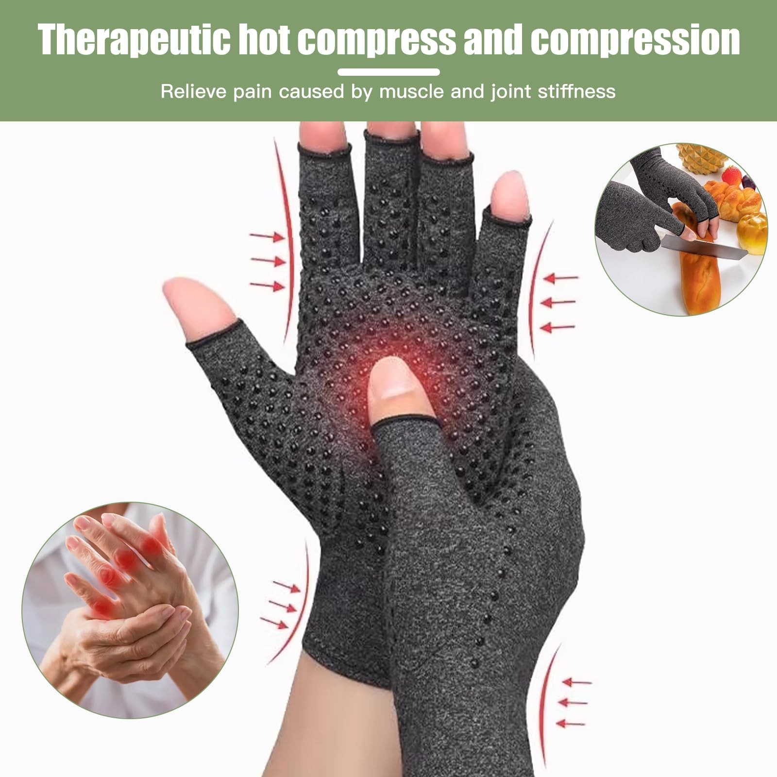Premium Bamboo Arthritis Compression Gloves – 1 Pair, Pain Relief & Comfort