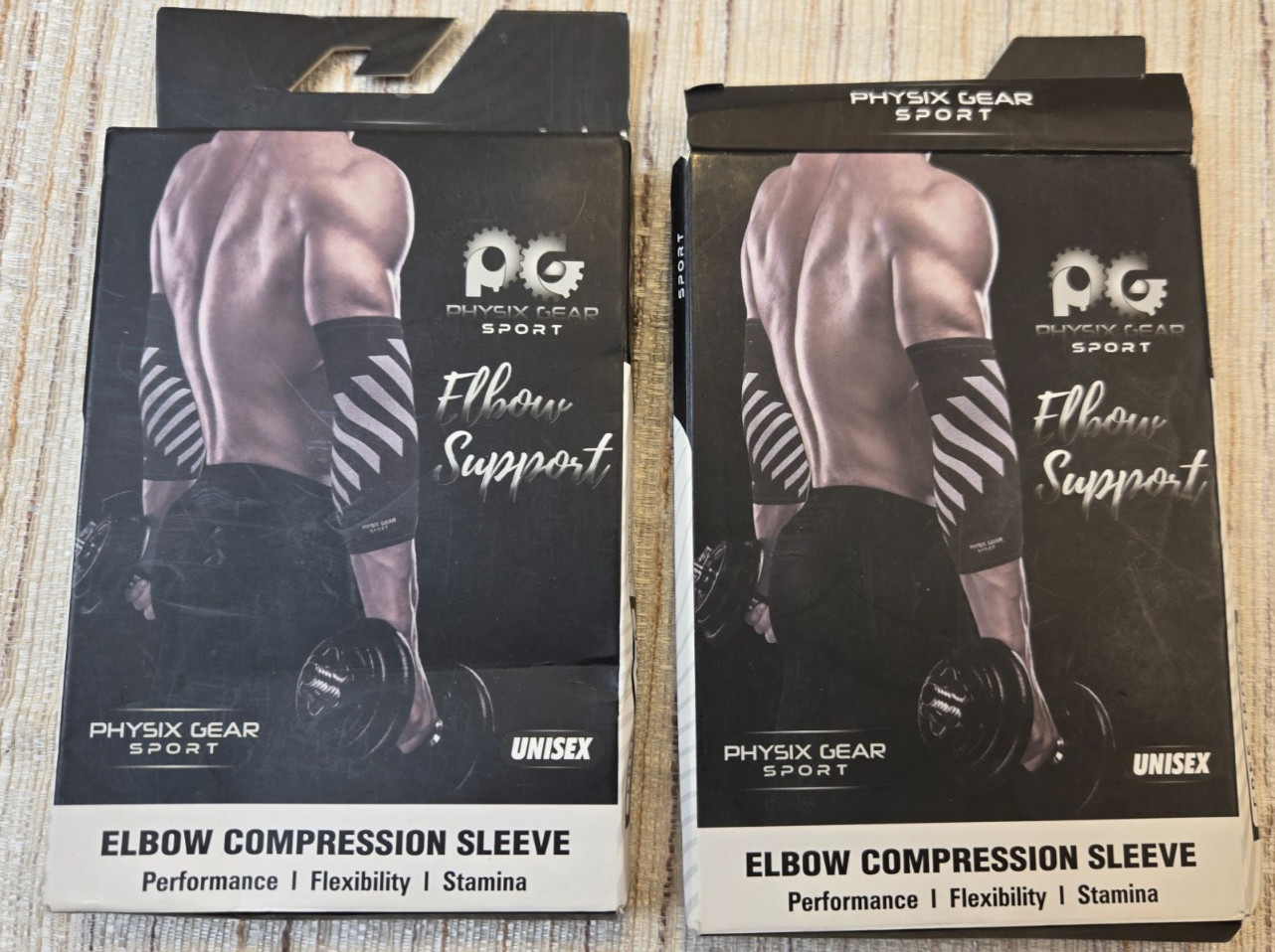 Lot of Two Physix Gear Workout Elbow Compression Sleeves for Weightlifting Large