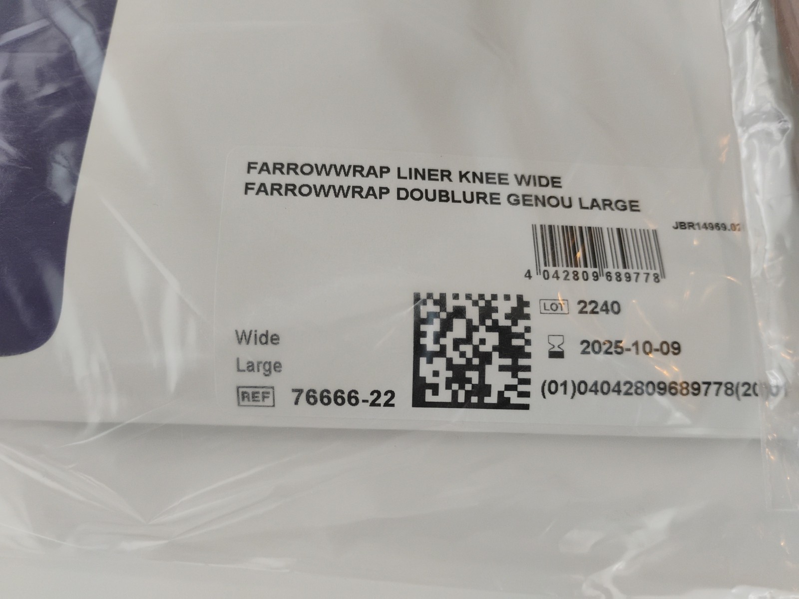 NIP Lot Of 2 Jobst FarrowWrap Non-Compressive Liner-Knee Wide Large 76666-22