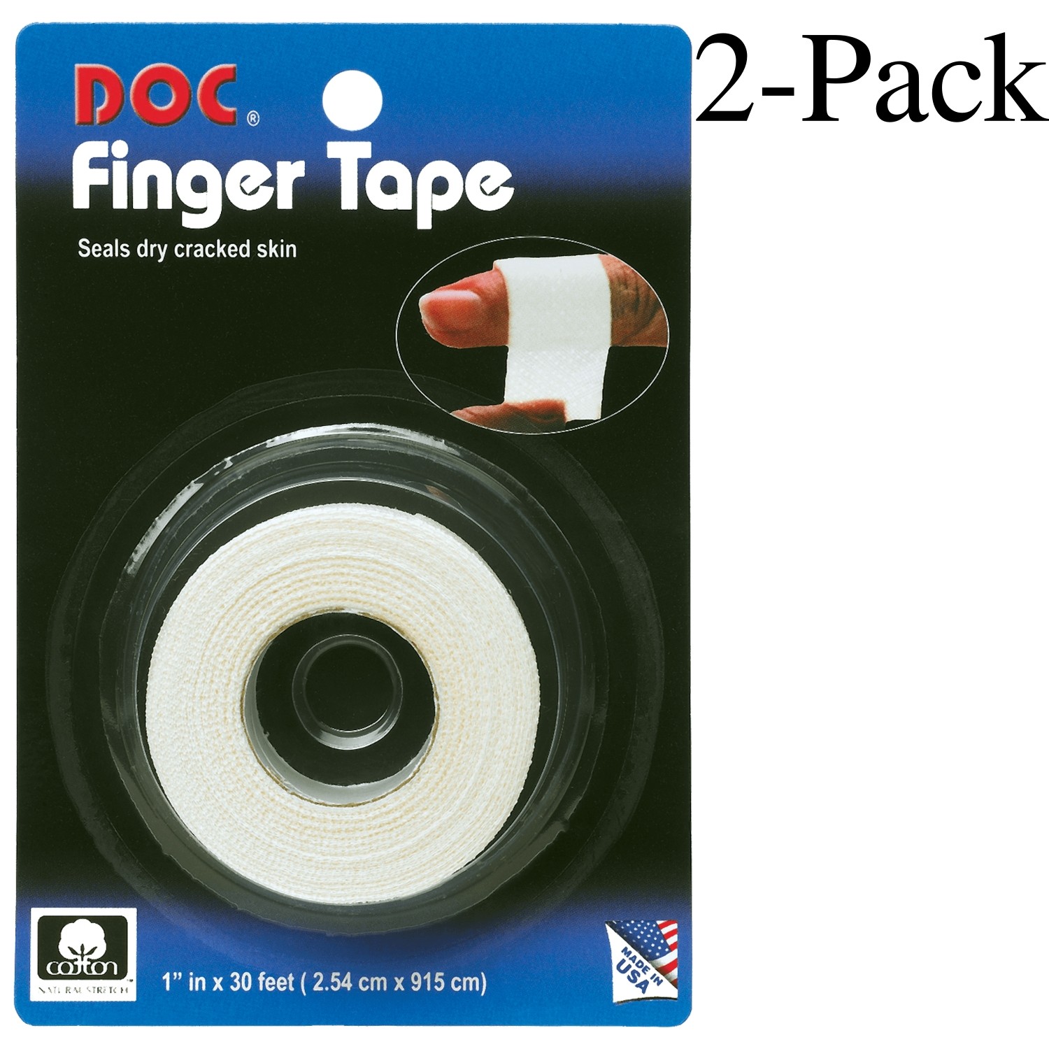 Unique Sports Doc Finger Tape for Dry Cracked Skin, 1 inch x 30 feet (2-Pack)