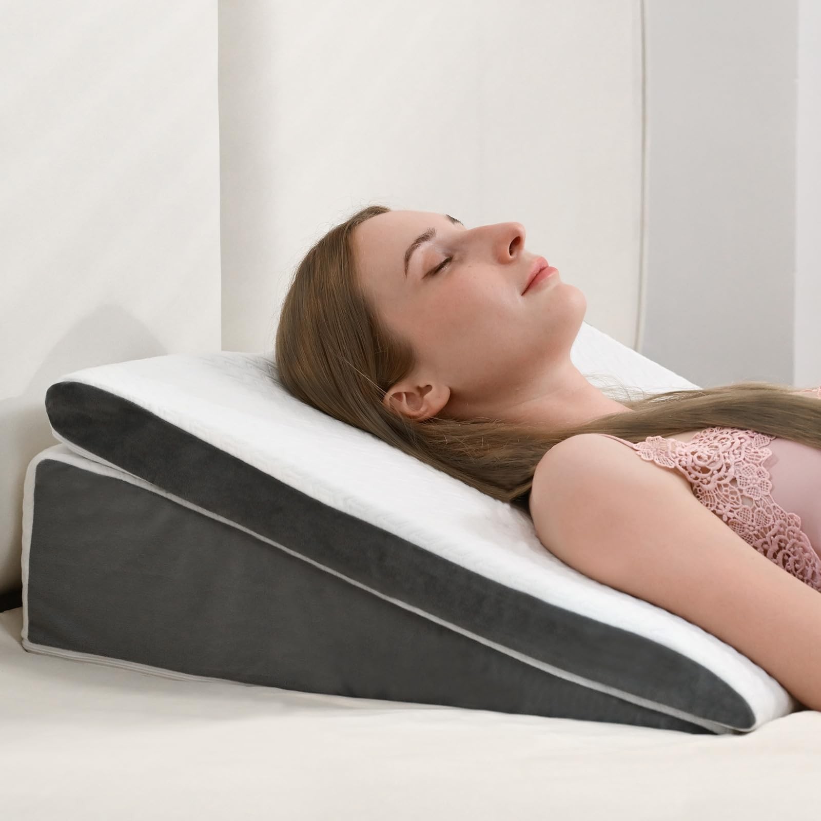 Vekkia 2PCS Wedge Pillow for Sleep Apnea,Wedge 24”x22”x7.5”, White