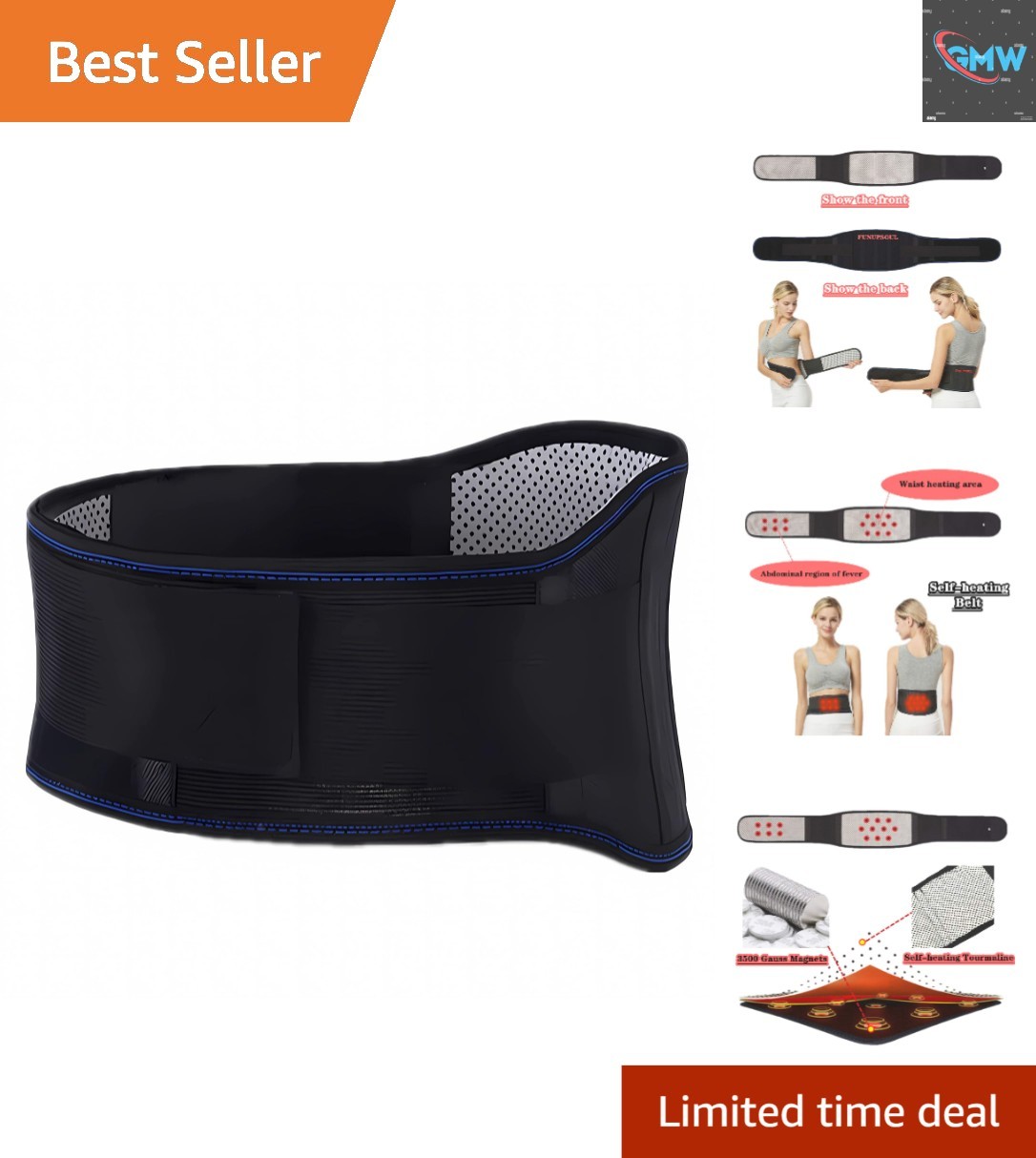 Thermal Magnetic Back Brace – Adjustable Self-Heating Support for Men & Women