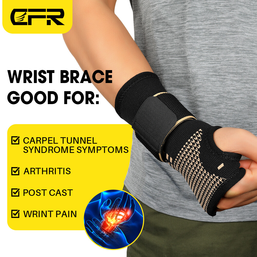 Copper Wrist Hands Support Brace Splints Carpal Tunnel Sprain Arthritis Strap US