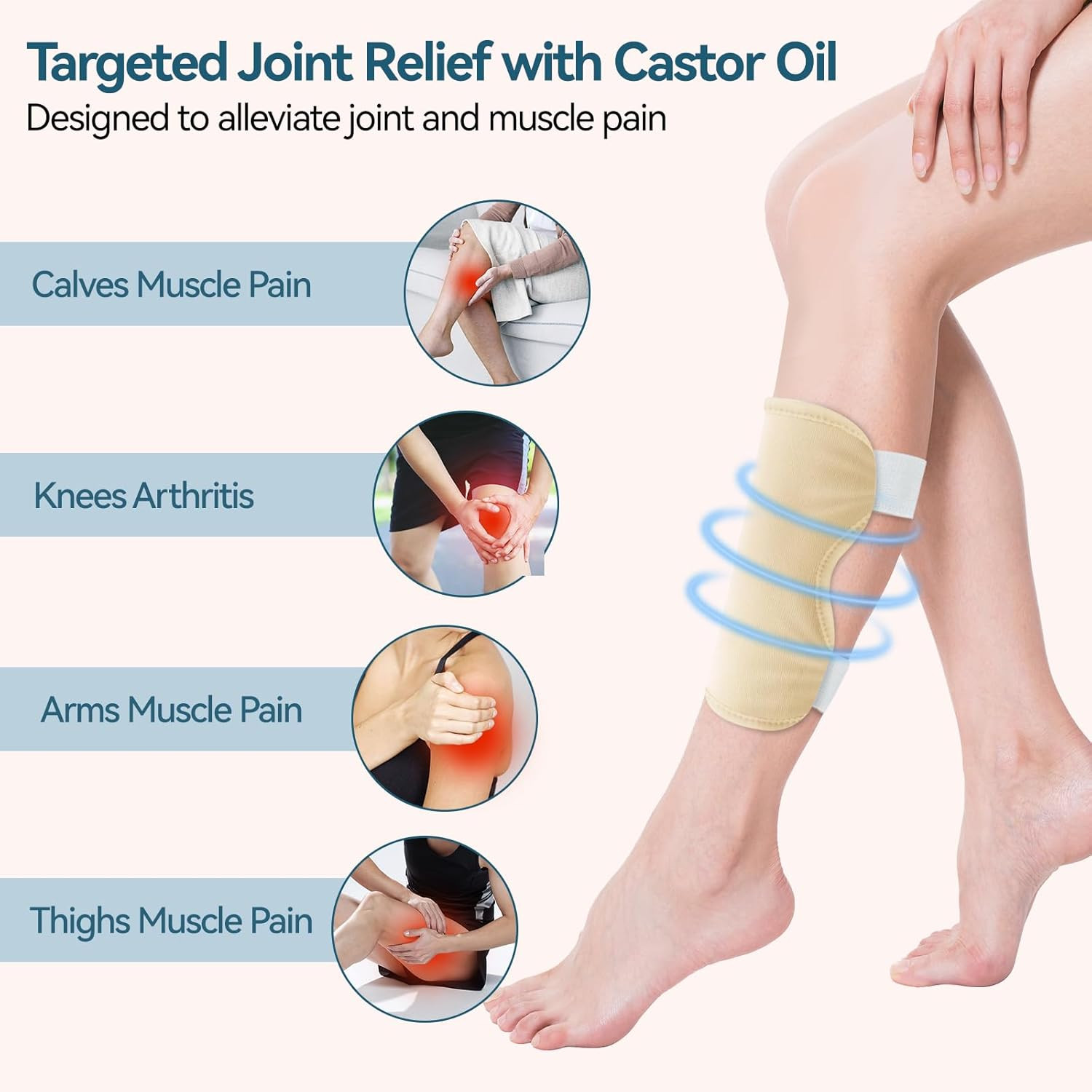 Upgraded Castor Oil Pack Wrap – Larger Knee Size for Men & Women, Organic Cotton