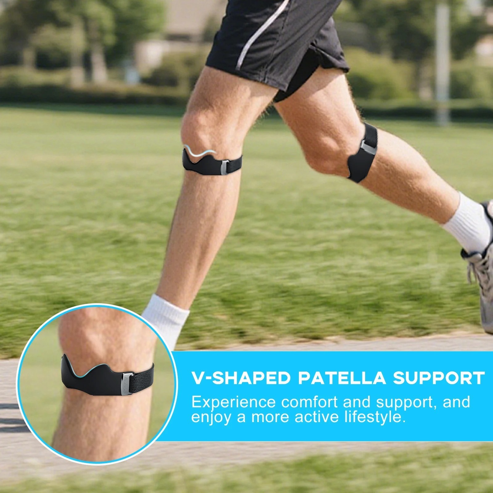 Silicone Patellar Tendon Support Strap 2 Pack,Knee Strap for Knee Pain Relief,Pa