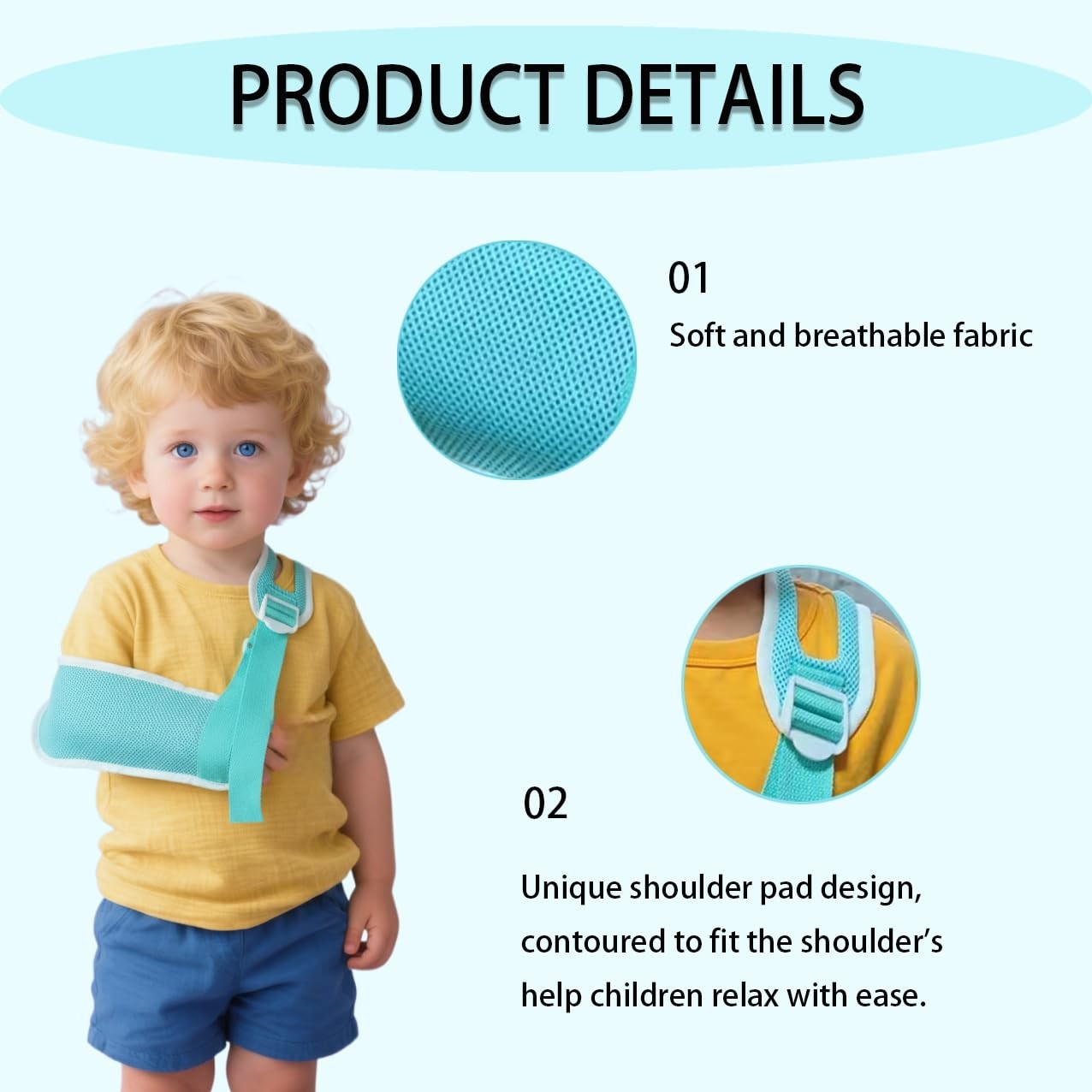 Adjustable Kids Arm Sling Shoulder Support PostOperative Brace Blue Small