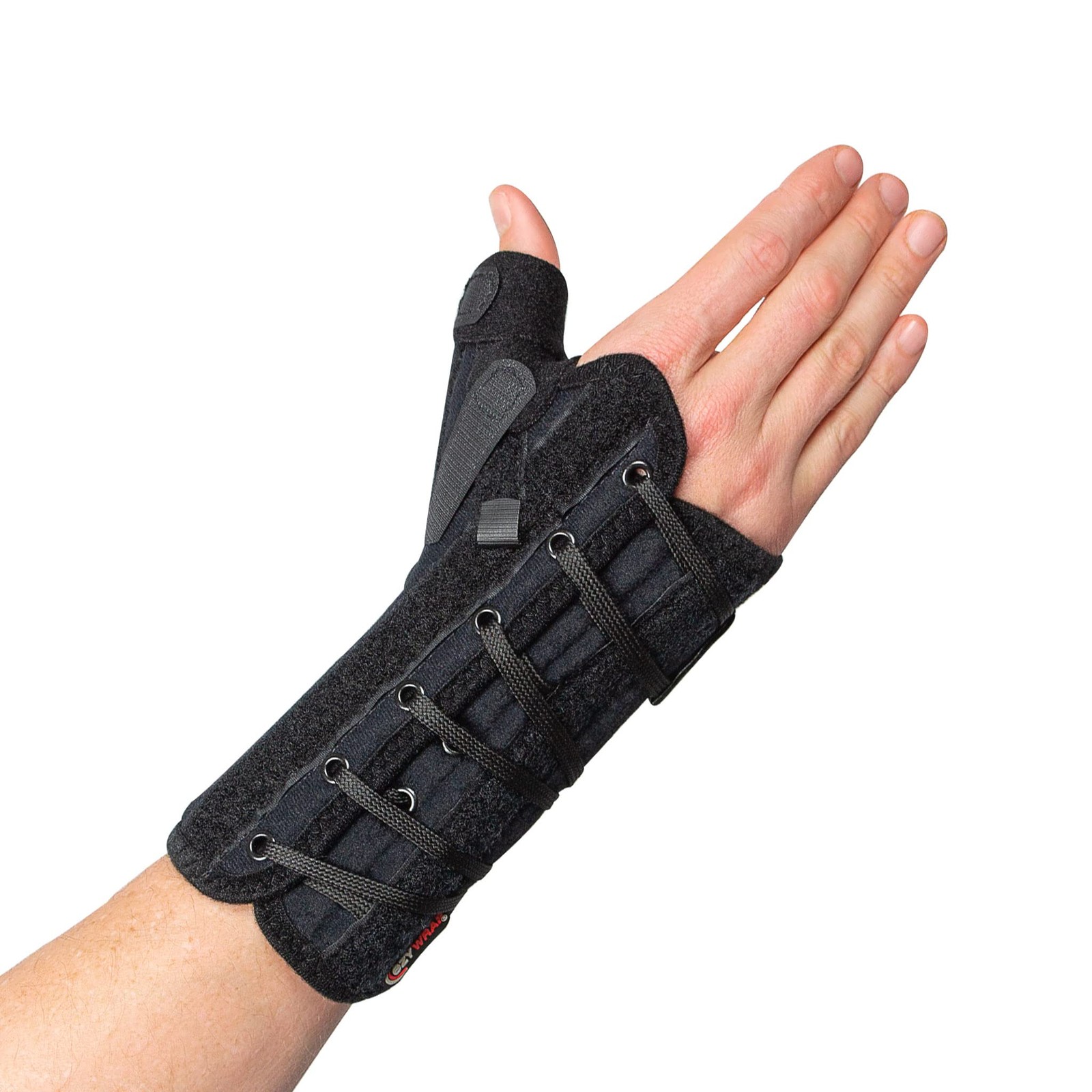Thumb Brace Orthosis Compression Wrist Support Lacing Pull Tabs Right XSmall