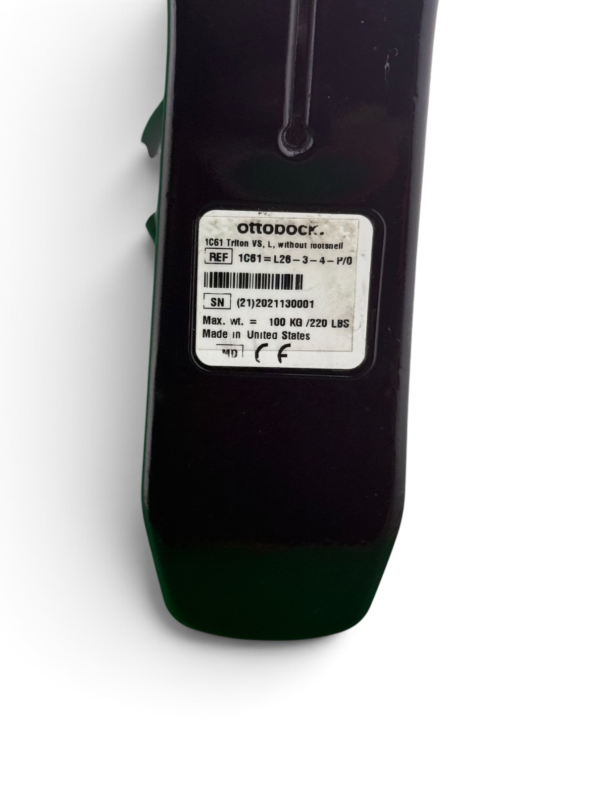 Otto Bock 1C61 vertical shock prosthetic foot, Size 26, Category 3-4, left