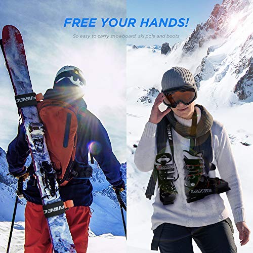 Ski Carrier Strap, Snowboard, Pole and Boot Carry Sling Strap Full Metal Buckle