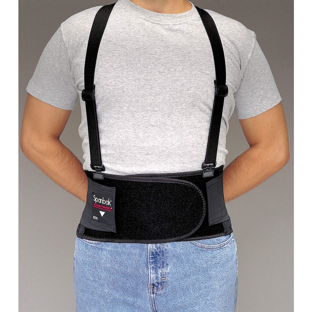 ALLEGRO 7190-04 Back Support w/Suspenders,Black,XL 3JPR3