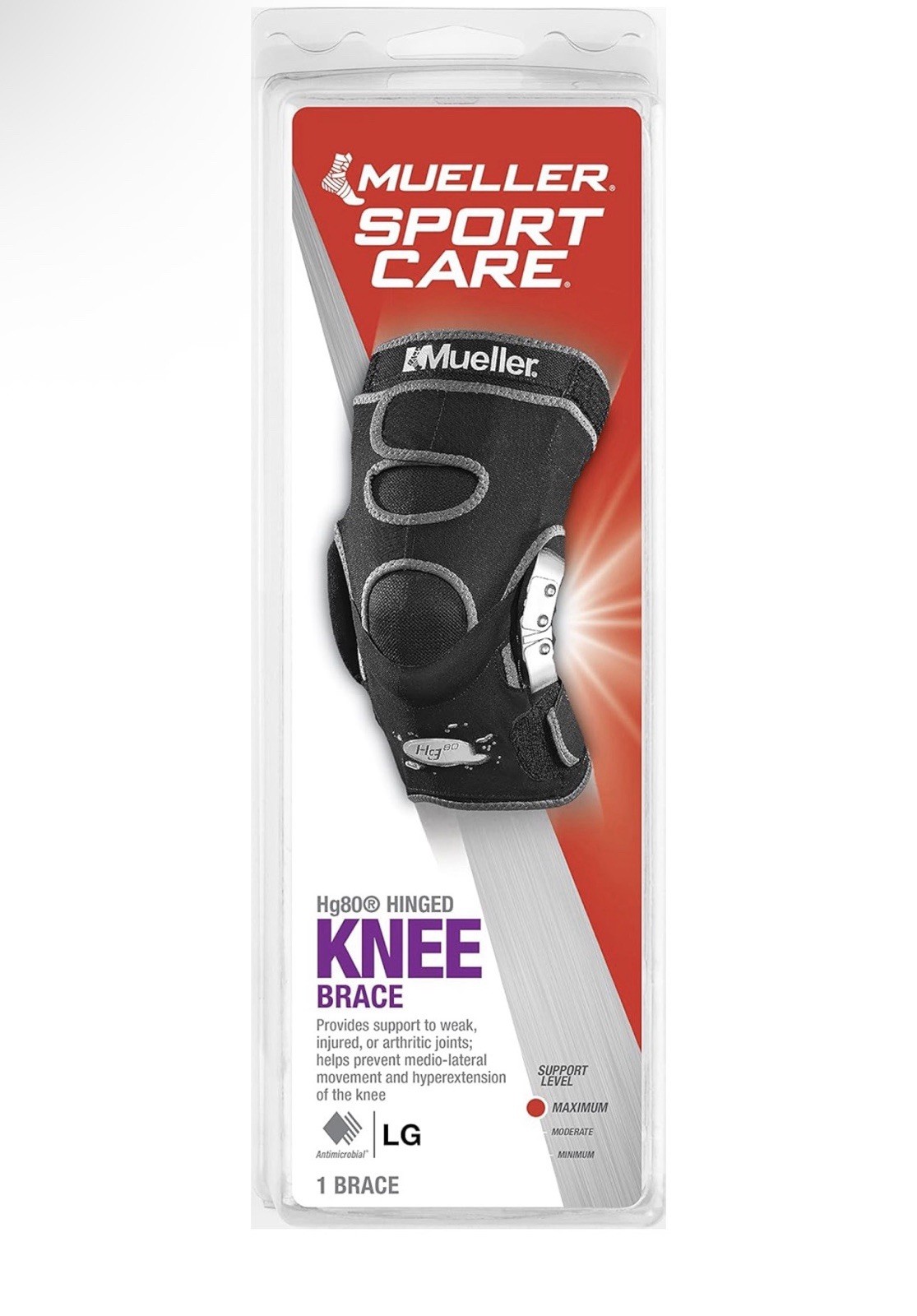 Mueller HG80 Knee Brace Precision Knee Support Sleeve, New, LARGE, 15”-18”