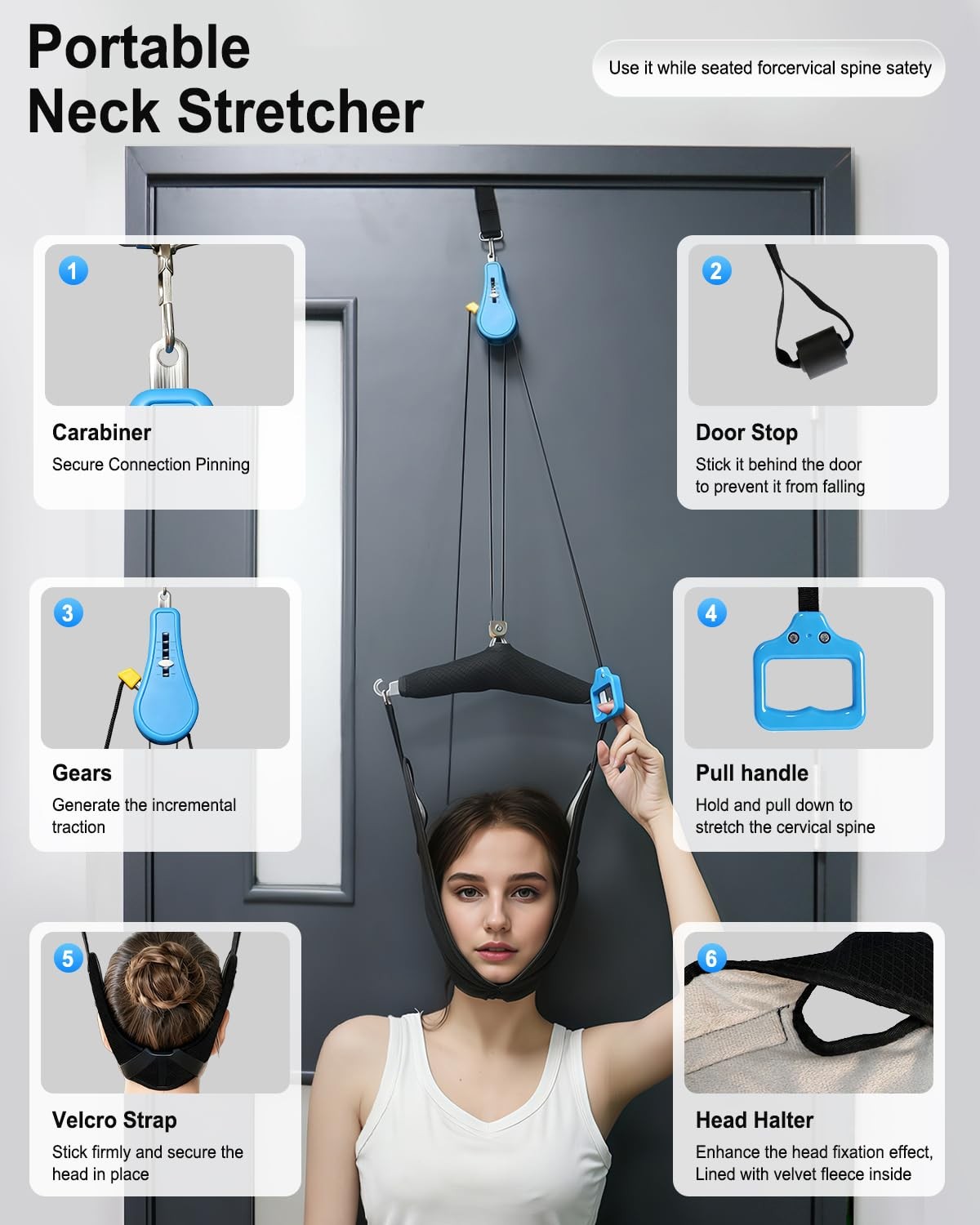 Cervical Neck Traction Device Hammock Over The Door Traction for Neck Tool,Ho…