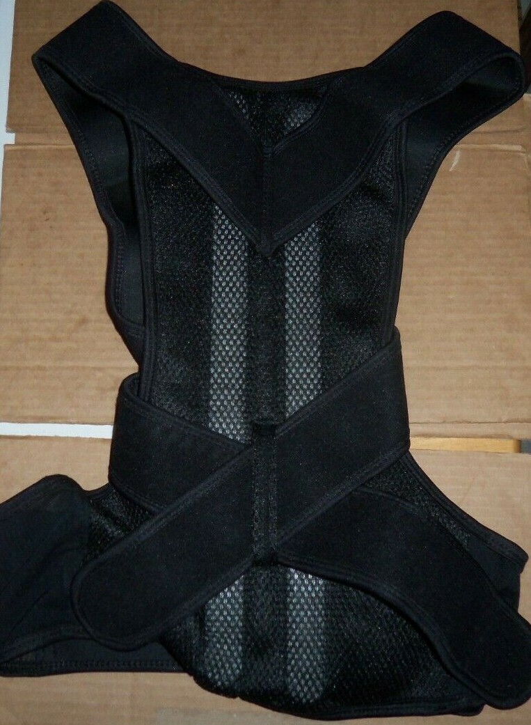 MESH POSTURE CORRECTOR BACK/SPINE & LUMBAR SUPPORT MEDIUM BLACK unsealed