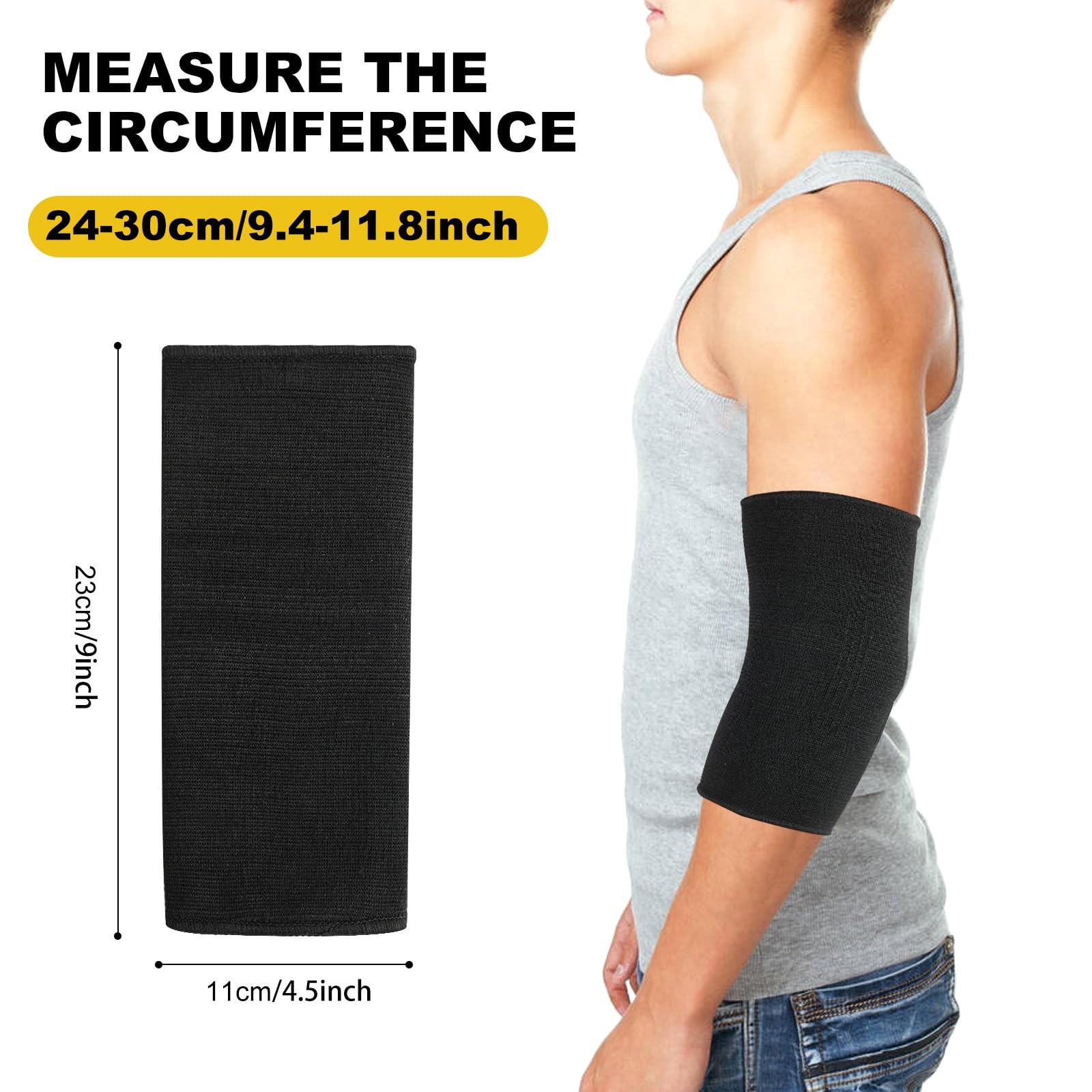 JUSDIQIR Elbow Compression Sleeves, Brace for Men Women, Large, Black