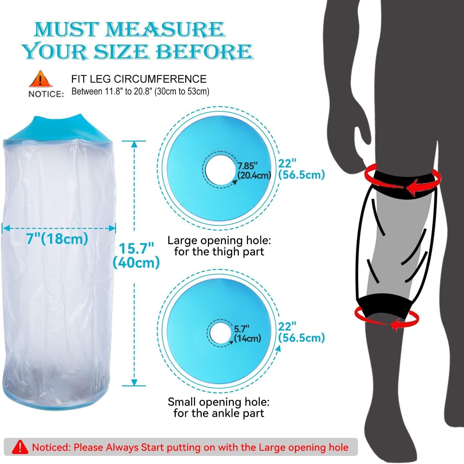Waterproof Knee Cast Cover for Shower – Reusable Protector for Surgery Recovery