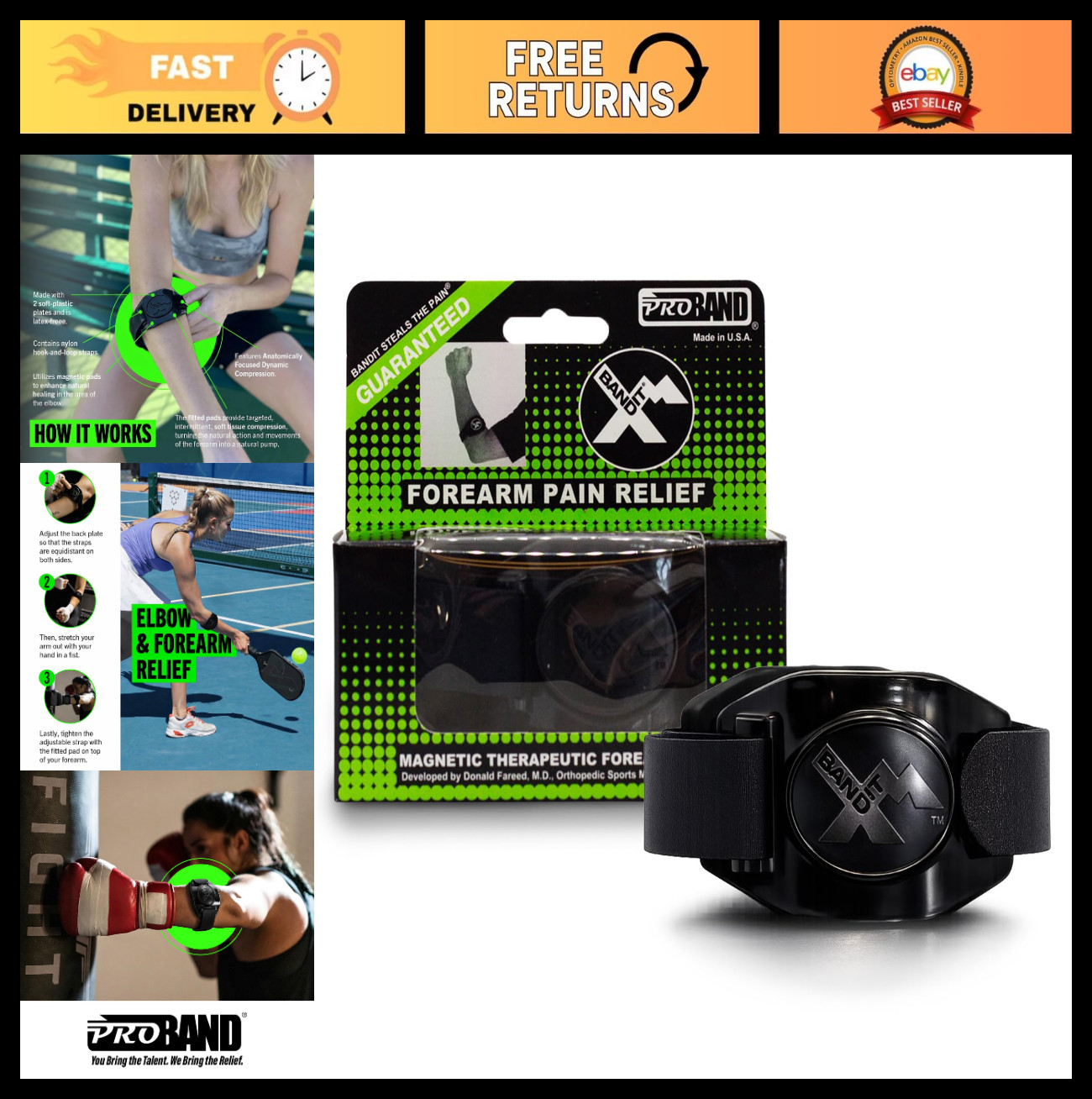 Magnetic Compression Band for Elbow & Forearm Pain Relief – Carpal Tunnel, Tendo