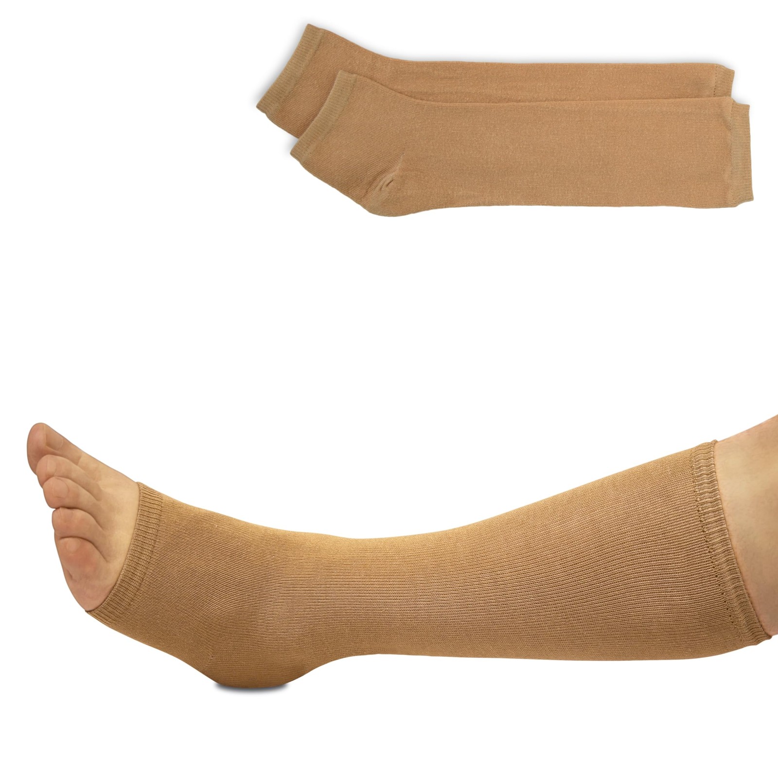 Universal Tan Leg Orthopedic Brace 4 Way Stretch Skin Protector IV Wound Cover