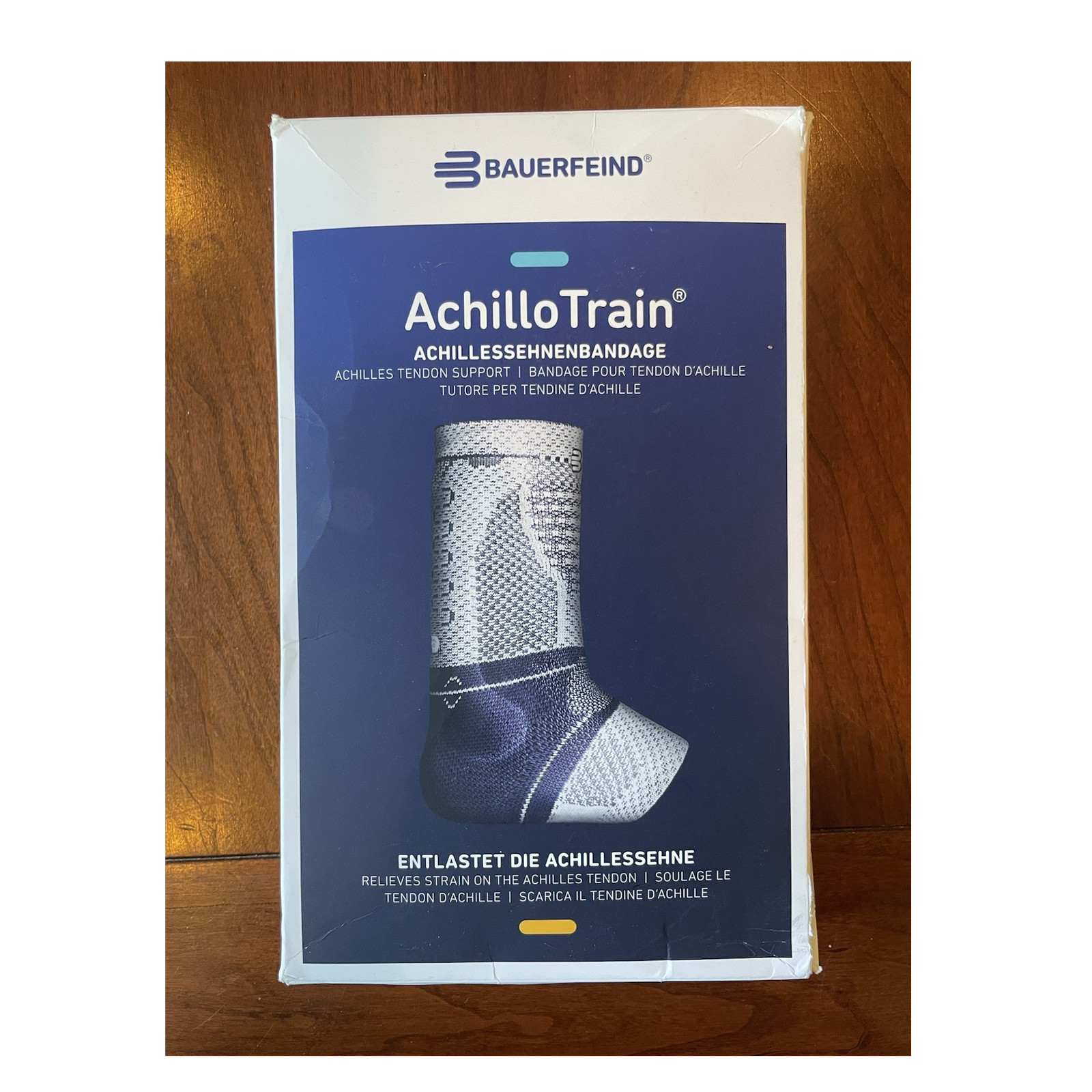 Bauerfeind AchilloTrain Achilles Tendon Support Size 6 Ankle/Foot Black/Blue