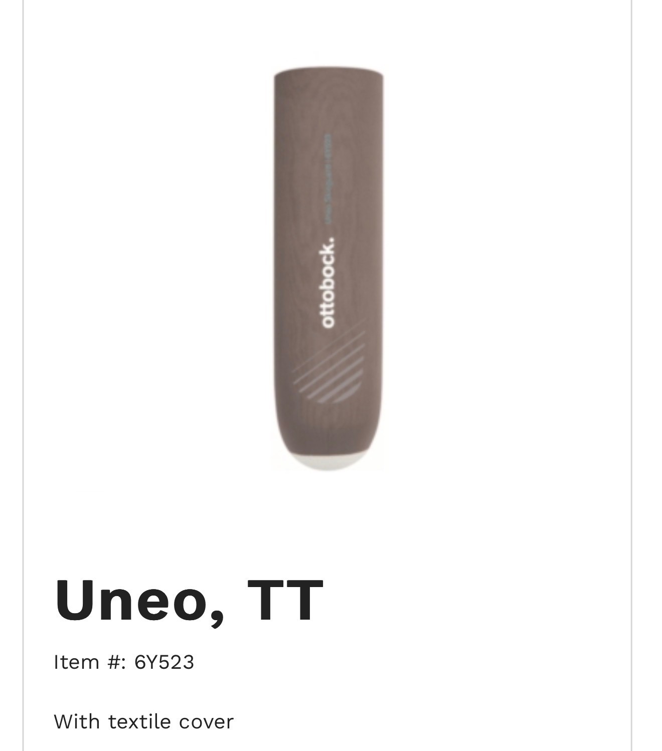 Ottobock uneo TT 6y523=250-G tapered cushion prosthetic liner. Size 25