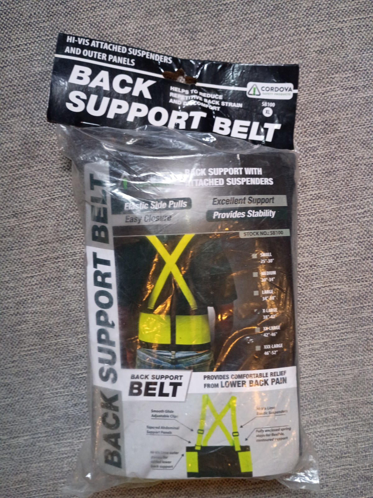NEW! XL Back Support Belt with Suspenders by Cordoba for Work or Lifting