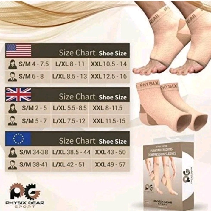 Physix Gear Plantar Fasciitis Compression Socks for Men & Women Size L/XL