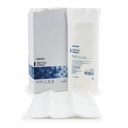 Abdominal Pad McKesson NonWoven Cellulose 7-1/2 X 8 Inc