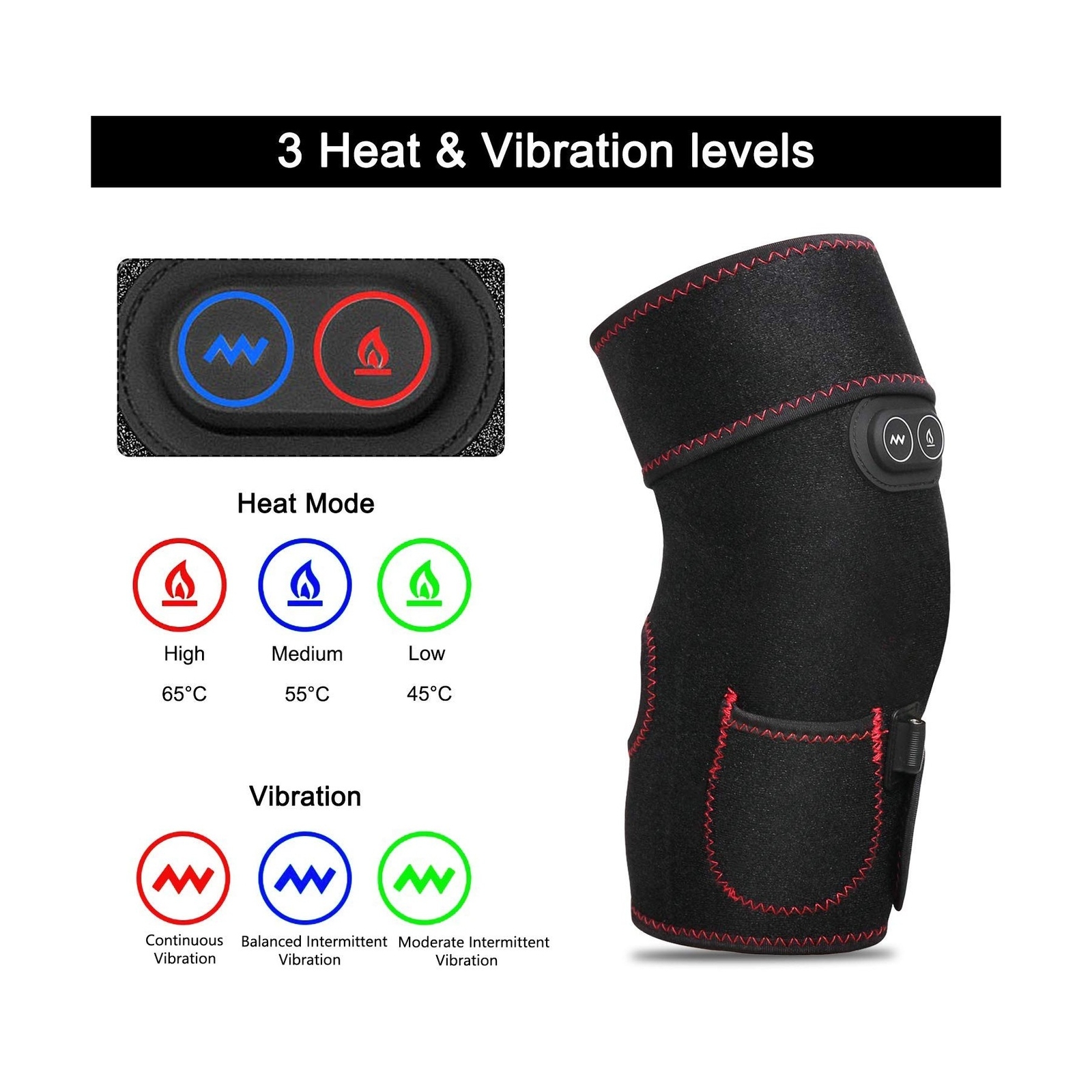 Heated Knee Brace Wrap, 3 Adjustable Heat and Vibration Knee Massager for Art…
