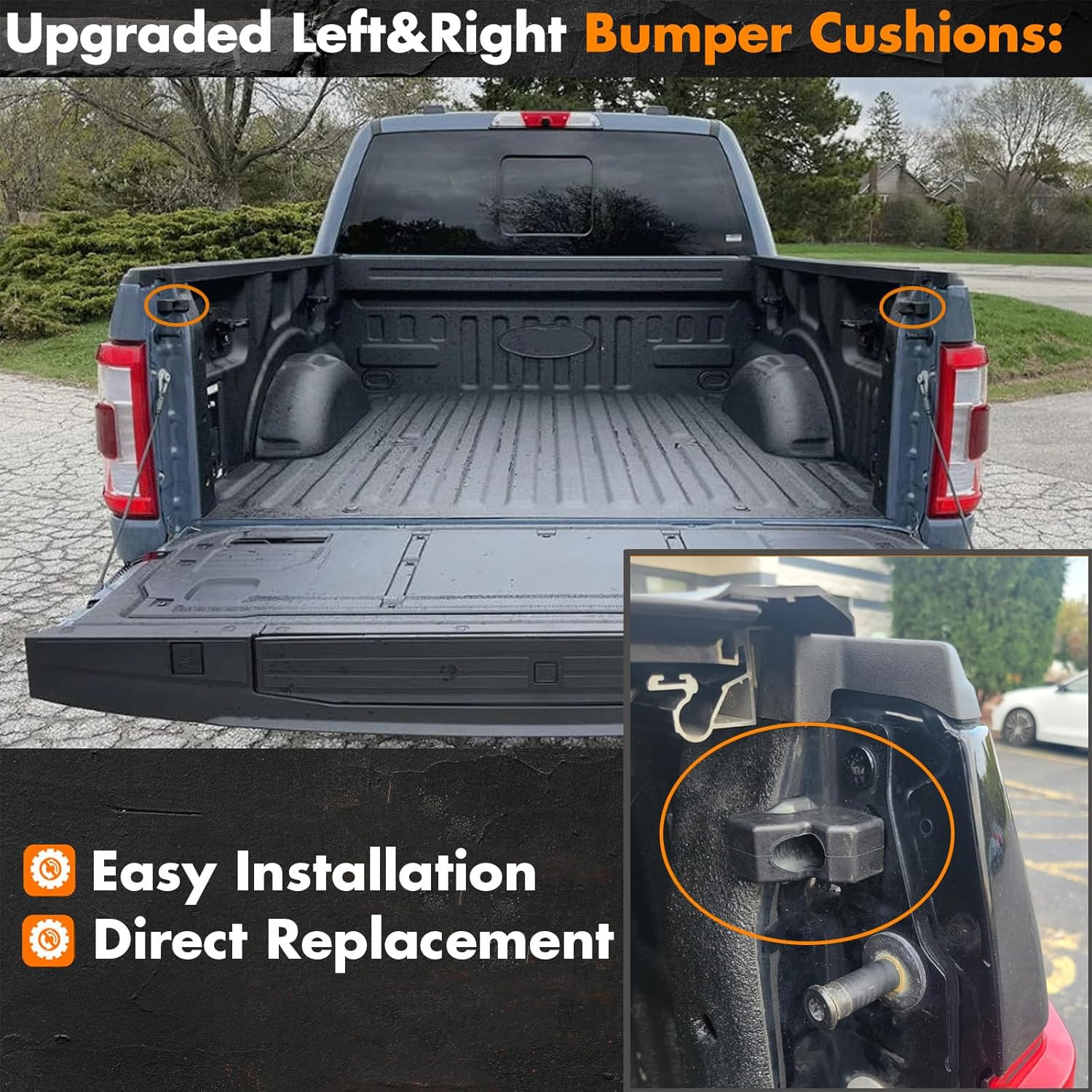 Upgraded Left & Right Tailgate Bumper Stopper Rubber Bushing FL3Z99439A00A Compa