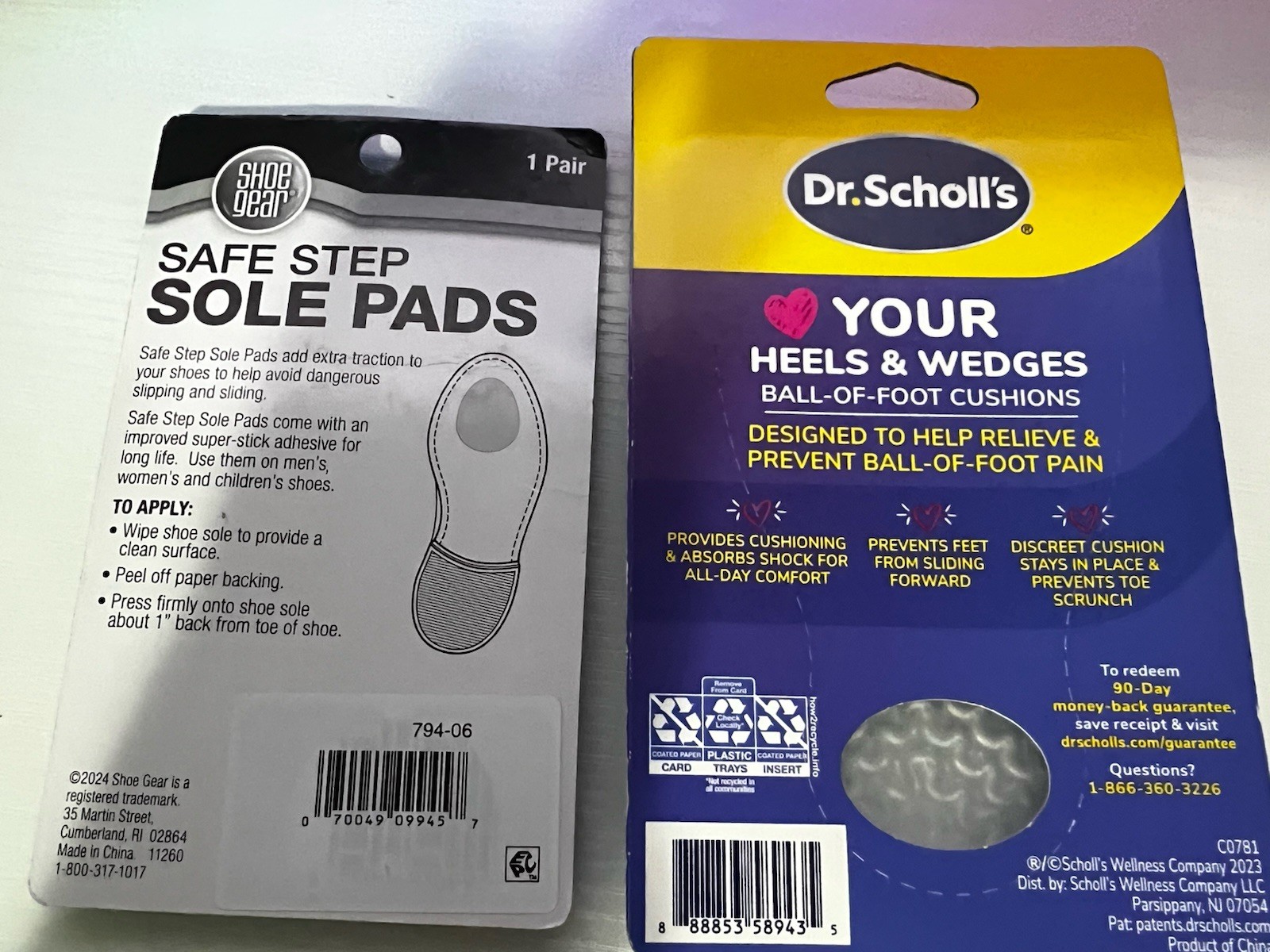 Gel Metatarsal Ball of Foot Cushions 4pc Dr. Scholl’s & Shoe Gear Pads Set