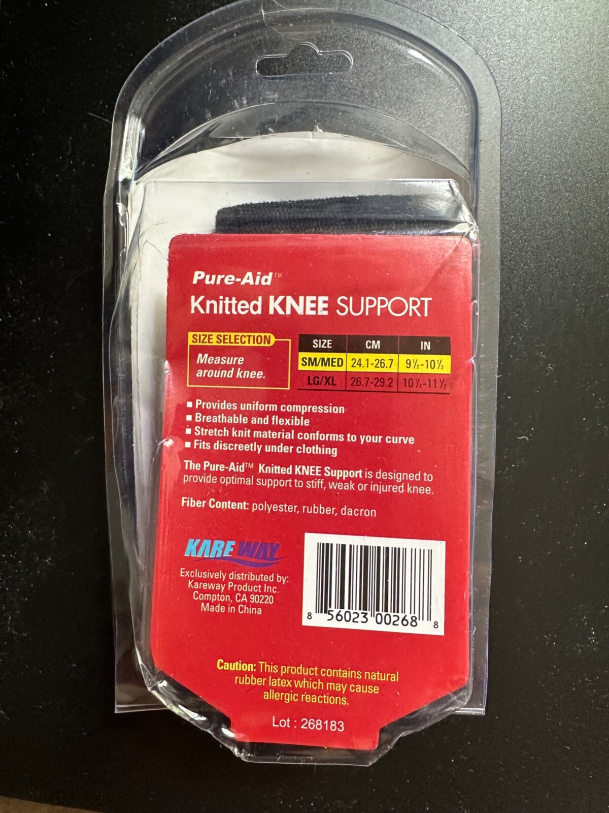 Pure-Aid Knitted Knee Support Sleeve (Sm/Med)