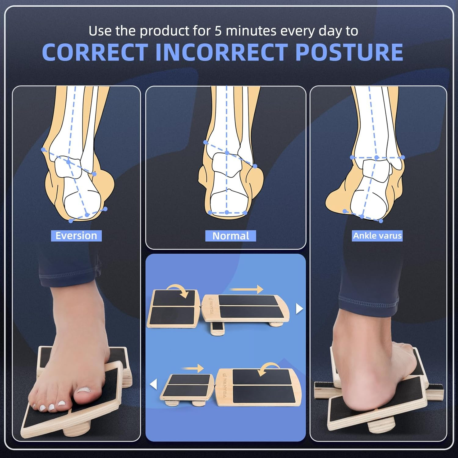 Ankle Foot Strengthener Exerciser for Sprained, Single Leg Balance Board, Postur