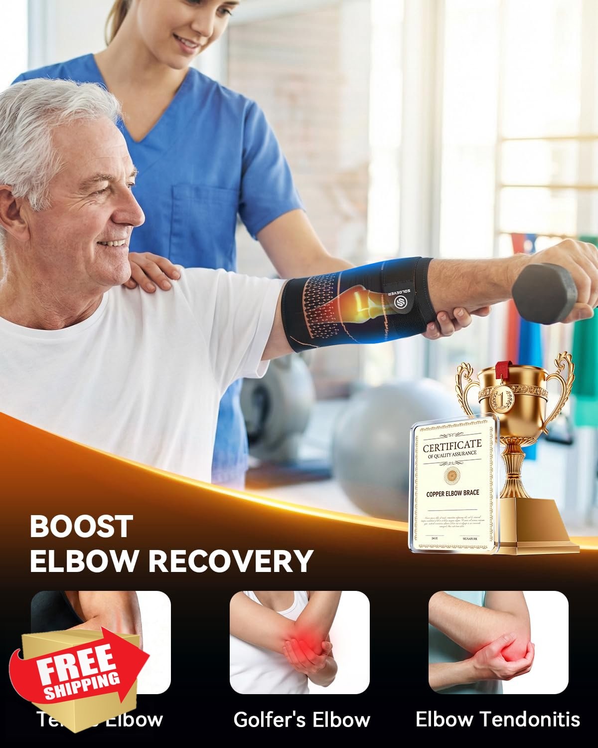 SOLOEVER Copper Elbow Sleeve Gold Small