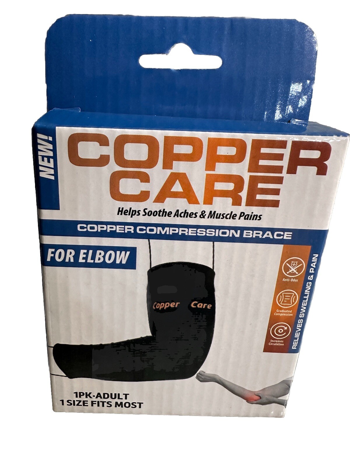 NIP Copper Care Copper Compression Brace for Elbow 1 Pack Adult 1 Size Fits Most